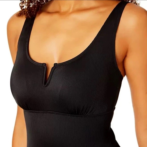 Anne Cole Limited Edition Square Neck One Piece Swimsuit Ribbed Black Size XXL - Picture 2 of 6